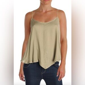 Free People Olive Green Flowy Tank Top with Back Tie Detail Size Small